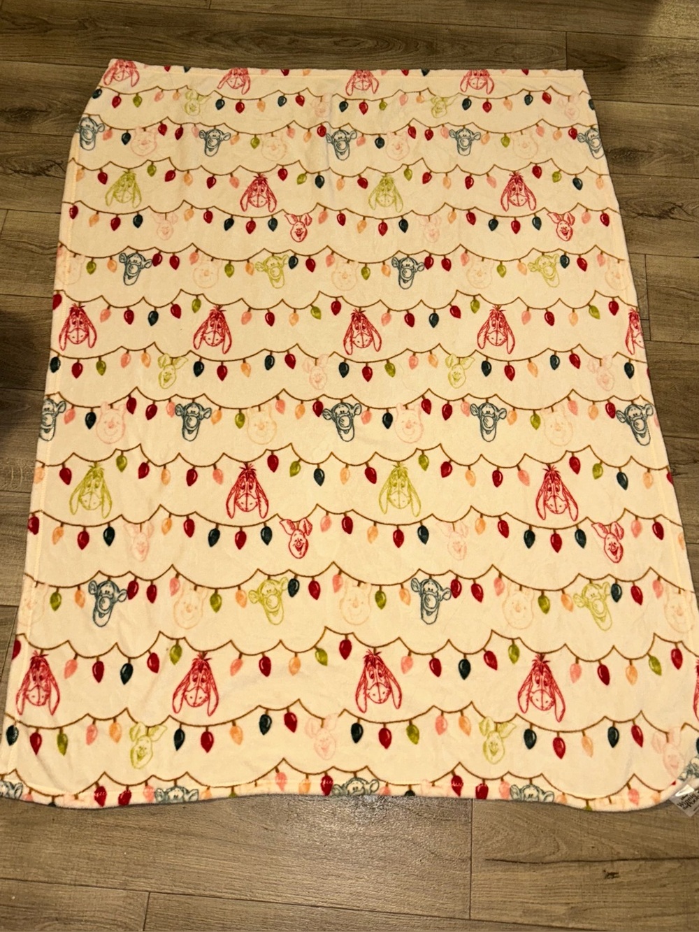 Disney Cream throw blanket with Multicolor Holiday Light Motif